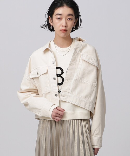 GALLEST(ギャレスト)の「フォルムデニムジャケット(デニムジャケット・レディース・アイボリー/チャコールグレー/ネイビー・40/38/36)」の1枚目の写真