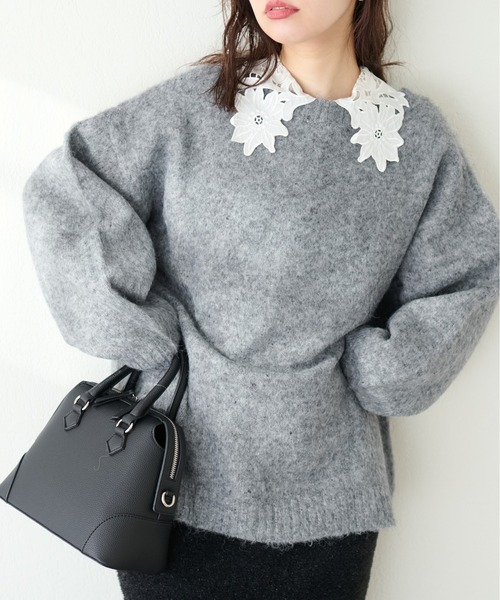 natural couture(ナチュラルクチュール)の「前後2WAYネップ入りゆるニット(ニット/セーター・レディース・ベージュ/チャコールグレー/サックスブルー/オフホワイト・FREE)」の14枚目の写真