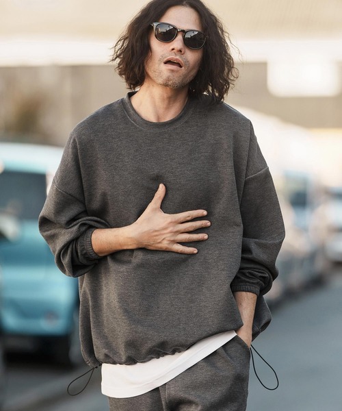 CAMBIO（カンビオ）の「mlt4613- 裾絞りポンチルーズシルエットカットソー（Tシャツ/カットソー・メンズ・チャコール/ネイビー/ブラック・S/M/L）」の3枚目の写真