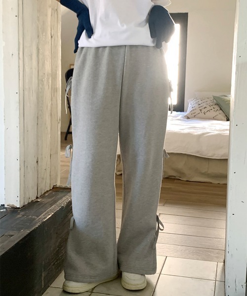by muni:r（バイ ムニール）の「リボンワイドスウェットパンツ（スウェットパンツ・レディース・ブラック/グレー・FREE）」の22枚目の写真