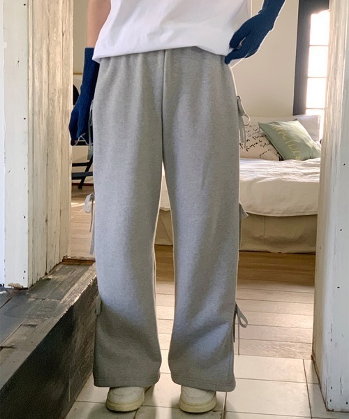 by muni:r（バイ ムニール）の「リボンワイドスウェットパンツ（スウェットパンツ・レディース・ブラック/グレー・FREE）」の20枚目の写真