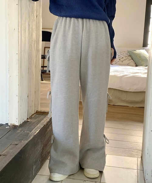 by muni:r（バイ ムニール）の「リボンワイドスウェットパンツ（スウェットパンツ・レディース・ブラック/グレー・FREE）」の15枚目の写真