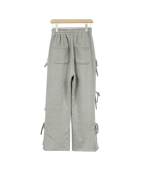 by muni:r（バイ ムニール）の「リボンワイドスウェットパンツ（スウェットパンツ・レディース・ブラック/グレー・FREE）」の4枚目の写真