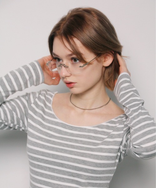 IMARI（イマリ）の「【 IMARI / イマリ 】 クリアレンズ リムレス スクエア 伊達メガネ（メガネ・レディース・ゴールド/シルバー・FREE）」の12枚目の写真