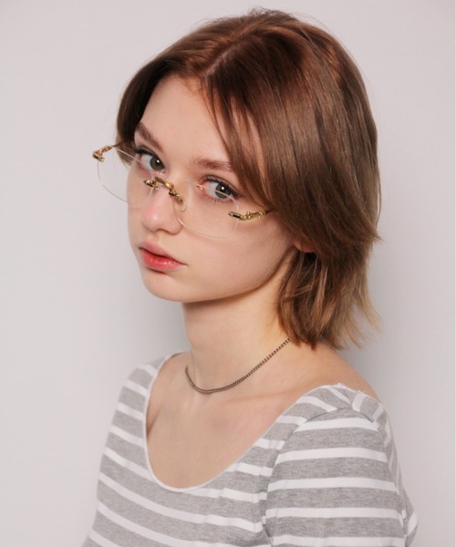 IMARI（イマリ）の「【 IMARI / イマリ 】 クリアレンズ リムレス スクエア 伊達メガネ（メガネ・レディース・ゴールド/シルバー・FREE）」の14枚目の写真