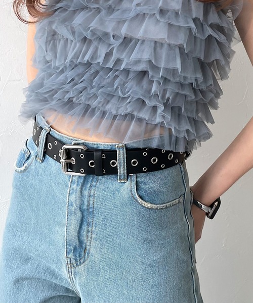 PAGEBOY（ページボーイ）の「デザインハトメベルト（ベルト・レディース・ブラック/オフホワイト・FREE）」の2枚目の写真