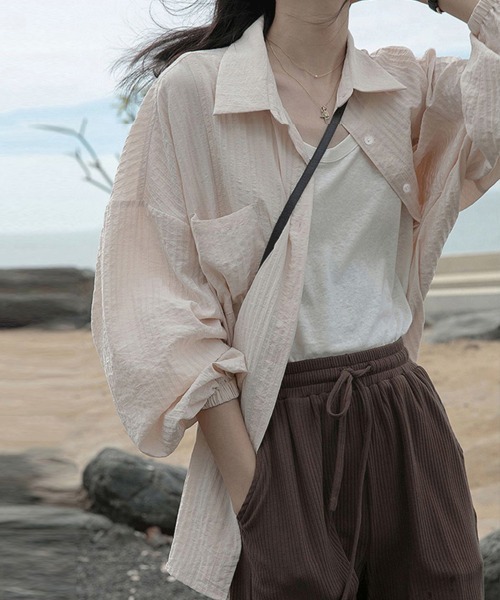 Miniministore(ミニミニストア)の「カーディガン シャツブラウス レディース(シャツ/ブラウス・レディース・ホワイト/ミント/ピンクベージュ・XL/L)」の5枚目の写真