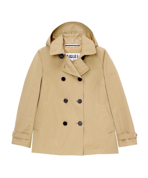AIGLE(エーグル)の「GORE-TEX ゴアテックス 透湿 撥水 防風 2レイヤー ショートPコート フーデッドジャケット(その他アウター・レディース・ネイビー/ベージュ・36/38/40)」の8枚目の写真
