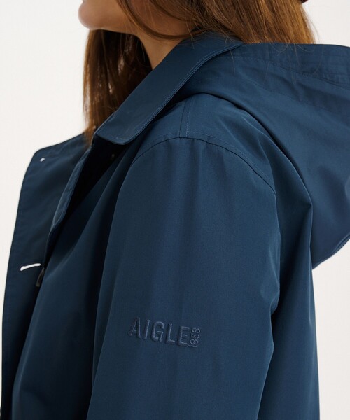 AIGLE(エーグル)の「GORE-TEX ゴアテックス 透湿 撥水 防風 2レイヤー ショートPコート フーデッドジャケット(その他アウター・レディース・ネイビー/ベージュ・36/38/40)」の12枚目の写真