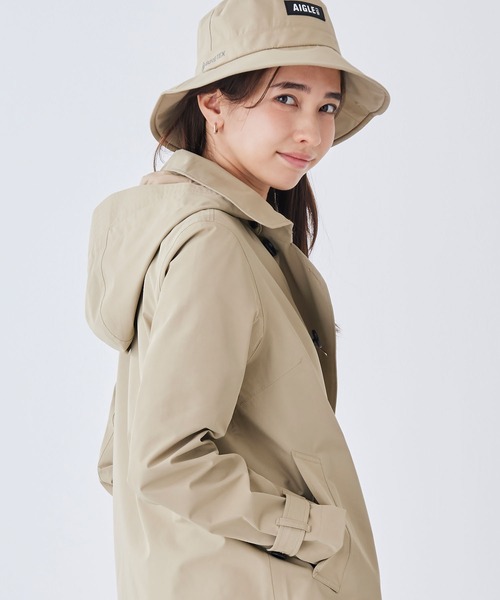 AIGLE(エーグル)の「GORE-TEX ゴアテックス 透湿 撥水 防風 2レイヤー ショートPコート フーデッドジャケット(その他アウター・レディース・ネイビー/ベージュ・36/38/40)」の16枚目の写真