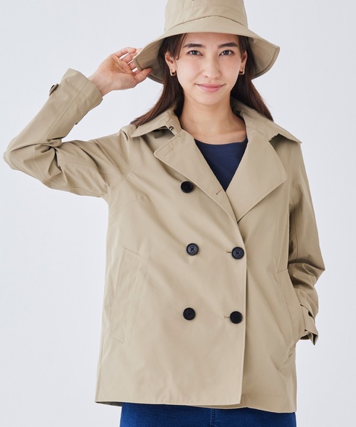 AIGLE(エーグル)の「GORE-TEX ゴアテックス 透湿 撥水 防風 2レイヤー ショートPコート フーデッドジャケット(その他アウター・レディース・ネイビー/ベージュ・36/38/40)」の13枚目の写真