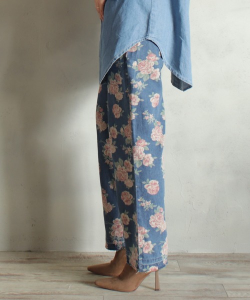 BITTOKO(ビットコ)の「花プリントデニム(デニムパンツ・レディース・ブルー・SMALL/MEDIUM)」の6枚目の写真