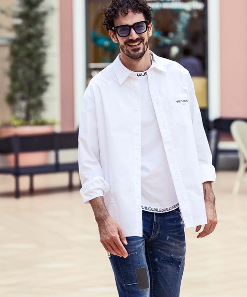 1PIU1UGUALE3  RELAX （ウノピゥウノウグァーレトレ リラックス）の「1PIU1UGUALE3 RELAX(ウノピゥウノウグァーレトレ リラックス)スマートシルエット ネックロゴ 半袖Tシャツ（Tシャツ/カットソー・メンズ・ブラック/ホワイト/ホワイト×ホワイト/ブラック×ブラック・S/M/L/XL/XXL）」の10枚目の写真