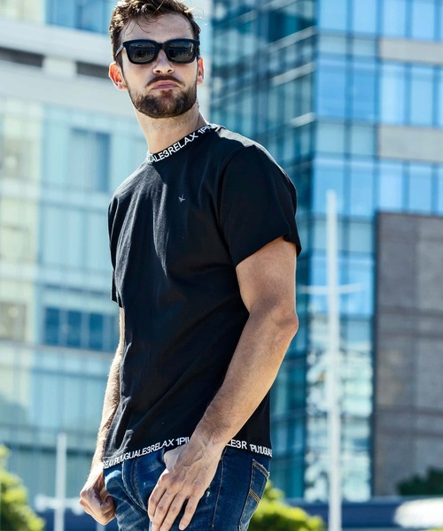 1PIU1UGUALE3  RELAX （ウノピゥウノウグァーレトレ リラックス）の「1PIU1UGUALE3 RELAX(ウノピゥウノウグァーレトレ リラックス)スマートシルエット ネックロゴ 半袖Tシャツ（Tシャツ/カットソー・メンズ・ブラック/ホワイト/ホワイト×ホワイト/ブラック×ブラック・S/M/L/XL/XXL）」の11枚目の写真