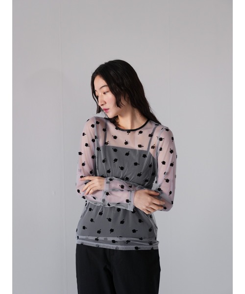 tシャツ クローバー シースルー トップス シアー カットソー ヘルシー バックオープン 肌見せ 総柄 シースルートップス シアートップス レディース セール】クローバー シースルー トップス シアー カットソー