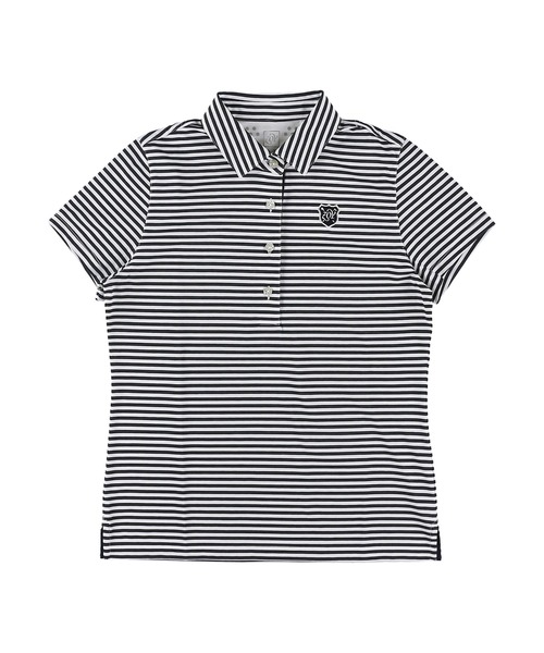 ZOY(ゾーイ)の「WOMENS 天竺ボーダー 半袖シャツ(ポロシャツ・レディース・ブルー系/ネイビー/ベージュ・40/38/36)」の2枚目の写真