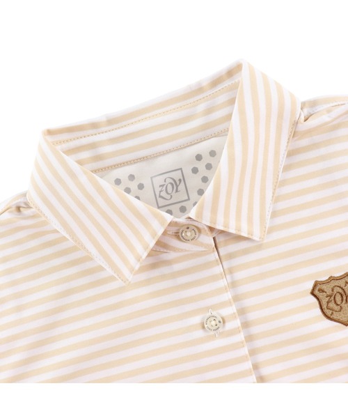 ZOY(ゾーイ)の「WOMENS 天竺ボーダー 半袖シャツ(ポロシャツ・レディース・ブルー系/ネイビー/ベージュ・40/38/36)」の6枚目の写真