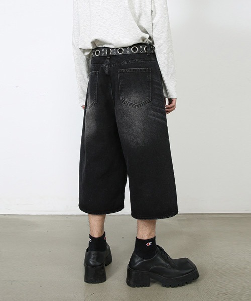 Ressaca（レサーカ）の「Dカン付きユーズド加工ワイドデニムハーフパンツ ヴィンテージライク（デニムパンツ・メンズ・ブルー/インディゴブルー/ブラック/ライトブルー・XL/L/M）」の14枚目の写真