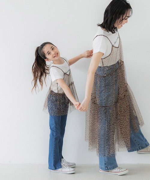 coca(coca)(コカ)の「キッズ 親子お揃いチュールキャミビスチェ(キャミソール・キッズ・レオパード/ブラック・110/120/130/140)」の7枚目の写真