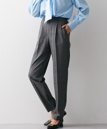 高身長 ストレッチチェックテーパードパンツ 丈長め・トールサイズ