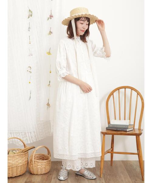 Samansa Mos2（サマンサ モスモス）の「裾スカラップレースペチパンツ（その他パンツ・レディース・キナリ/オフホワイト/ブラック・F）」の7枚目の写真