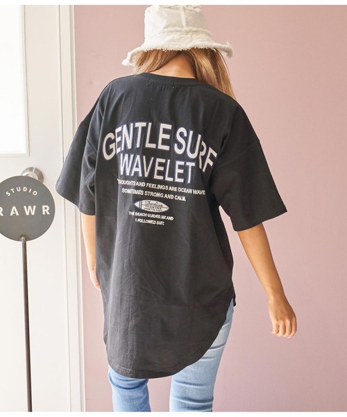 anap mimpi（アナップミンピ）の「コーデュロイ サーフ 刺繍 裾ラウンド コットン ビッグ Tシャツ（Tシャツ/カットソー・レディース・ブラック/ミント/オフホワイト・FREE）」の13枚目の写真