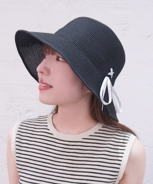 polcadot（ポルカドット）の「ソフトペーパーリボンハット（ハット・レディース・ブラック/ベージュ/キャメル・FREE）」の12枚目の写真