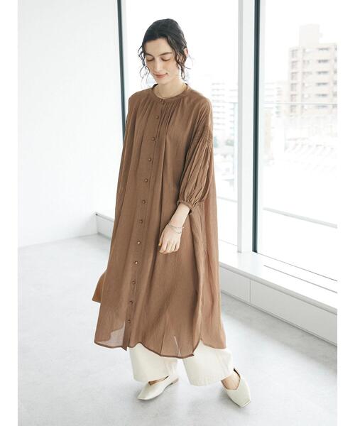 CRAFT STANDARD BOUTIQUE（クラフトスタンダードブティック）の「ヴィンテージボイル袖シャーリングワンピース（ワンピース・レディース・ブルー系/ブラック/ブラウン・FREE）」の22枚目の写真