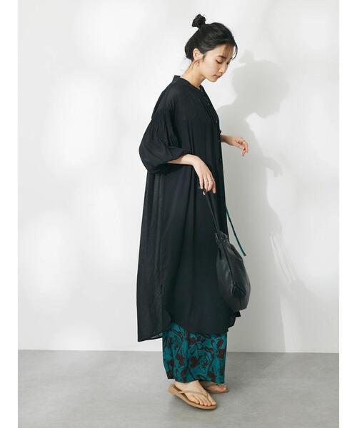CRAFT STANDARD BOUTIQUE（クラフトスタンダードブティック）の「ヴィンテージボイル袖シャーリングワンピース（ワンピース・レディース・ブルー系/ブラック/ブラウン・FREE）」の5枚目の写真