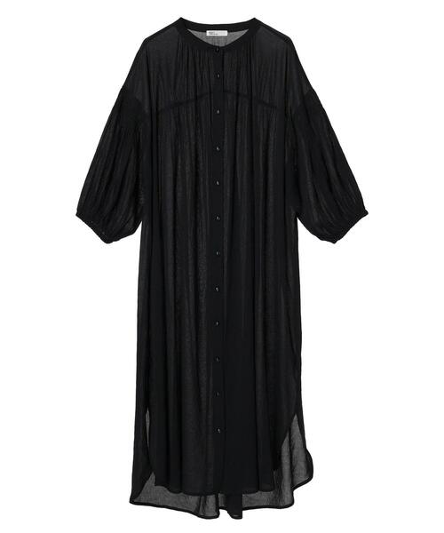 シフォンシャーリング袖&切替デザイン ワンピース S〜XXL シフォンシャーリング袖&切替デザイン ワンピース S〜XXL