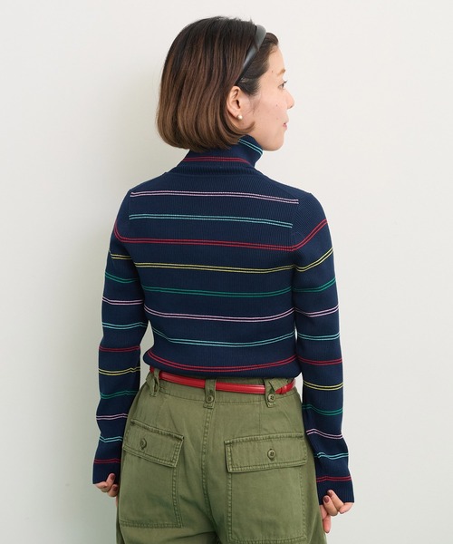 CHILD WOMAN（チャイルドウーマン）の「もちもちマルチボーダー リブタートル（ニット/セーター・レディース・ネイビー/アイボリー・FREE）」の16枚目の写真