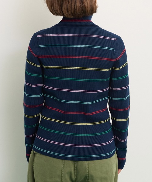 CHILD WOMAN（チャイルドウーマン）の「もちもちマルチボーダー リブタートル（ニット/セーター・レディース・ネイビー/アイボリー・FREE）」の21枚目の写真