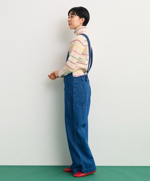 CHILD WOMAN（チャイルドウーマン）の「もちもちマルチボーダー リブタートル（ニット/セーター・レディース・ネイビー/アイボリー・FREE）」の9枚目の写真