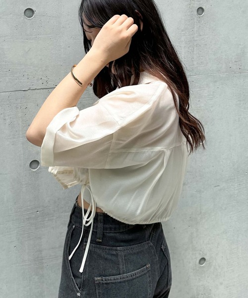 archives(アルシーヴ)の「クロップドドロスシアーシャツ(シャツ/ブラウス・レディース・ピンク/グレー/ブラック/アイボリー・MEDIUM)」の6枚目の写真