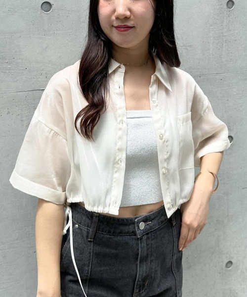 archives(アルシーヴ)の「クロップドドロスシアーシャツ(シャツ/ブラウス・レディース・ピンク/グレー/ブラック/アイボリー・MEDIUM)」の5枚目の写真