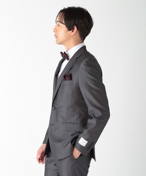 CROWDED CLOSET(クラウデッドクローゼット)の「シャドーペイズリー ポインテッドボウタイ(同素材ネクタイ・チーフあり)(蝶ネクタイ・メンズ・シルバー/ボルドー/ネイビー・FREE)」の10枚目の写真