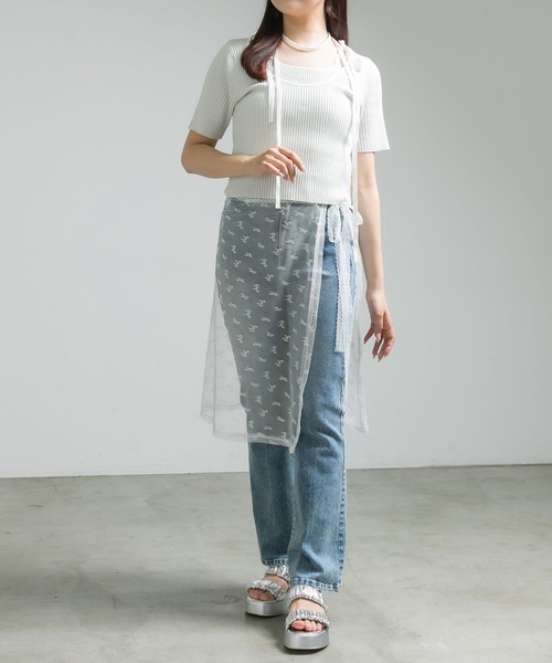 OLIVE des OLIVE（オリーブデオリーブ）の「肩リボンレイヤードリブニット　1041050320（ニット/セーター・レディース・オフホワイト/ライトグレー/ピンク/ブラック・FREE）」の8枚目の写真