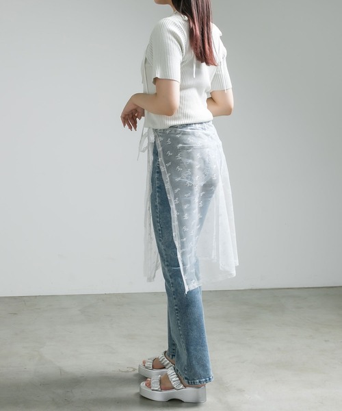 OLIVE des OLIVE（オリーブデオリーブ）の「肩リボンレイヤードリブニット　1041050320（ニット/セーター・レディース・オフホワイト/ライトグレー/ピンク/ブラック・FREE）」の9枚目の写真