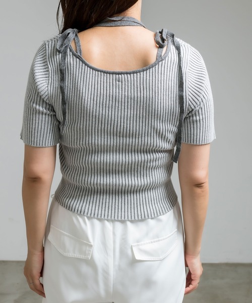 OLIVE des OLIVE（オリーブデオリーブ）の「肩リボンレイヤードリブニット　1041050320（ニット/セーター・レディース・オフホワイト/ライトグレー/ピンク/ブラック・FREE）」の13枚目の写真