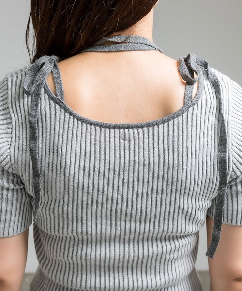OLIVE des OLIVE（オリーブデオリーブ）の「肩リボンレイヤードリブニット　1041050320（ニット/セーター・レディース・オフホワイト/ライトグレー/ピンク/ブラック・FREE）」の14枚目の写真