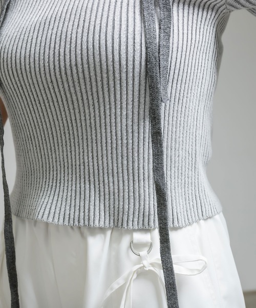 OLIVE des OLIVE（オリーブデオリーブ）の「肩リボンレイヤードリブニット　1041050320（ニット/セーター・レディース・オフホワイト/ライトグレー/ピンク/ブラック・FREE）」の17枚目の写真
