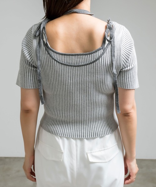 OLIVE des OLIVE（オリーブデオリーブ）の「肩リボンレイヤードリブニット　1041050320（ニット/セーター・レディース・オフホワイト/ライトグレー/ピンク/ブラック・FREE）」の19枚目の写真