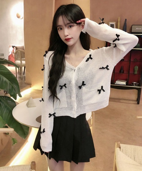 Mayree（メイリー）の「【Mayree】リボン モチーフ カーディガン（カーディガン/ボレロ・レディース・ホワイト・FREE）」の2枚目の写真