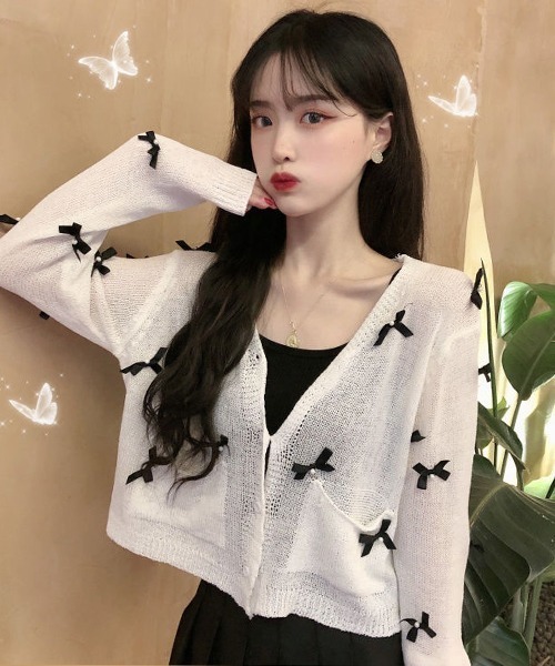 Mayree（メイリー）の「【Mayree】リボン モチーフ カーディガン（カーディガン/ボレロ・レディース・ホワイト・FREE）」の4枚目の写真