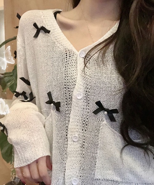 Mayree（メイリー）の「【Mayree】リボン モチーフ カーディガン（カーディガン/ボレロ・レディース・ホワイト・FREE）」の5枚目の写真