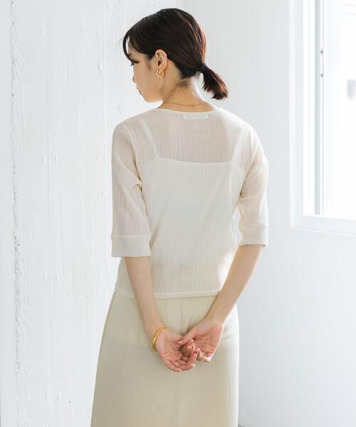 URBAN RESEARCH（アーバンリサーチ）の「ヘンリーネックシアーカットソー（Tシャツ/カットソー・レディース・ミント/オフホワイト/ブラック・FREE）」の8枚目の写真