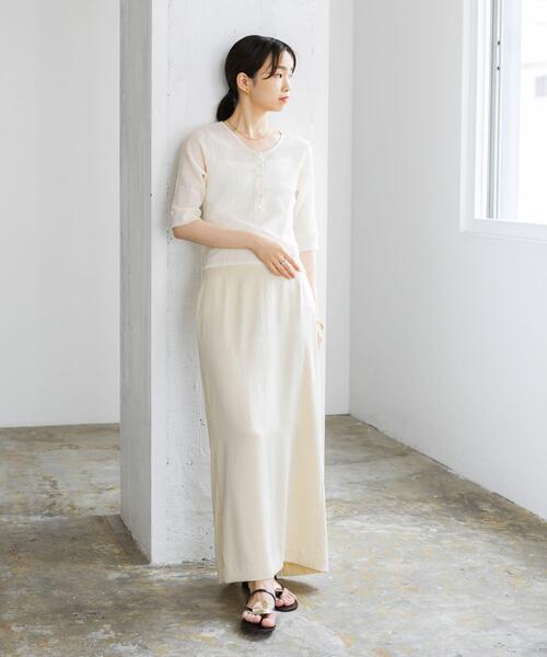 URBAN RESEARCH（アーバンリサーチ）の「ヘンリーネックシアーカットソー（Tシャツ/カットソー・レディース・ミント/オフホワイト/ブラック・FREE）」の9枚目の写真
