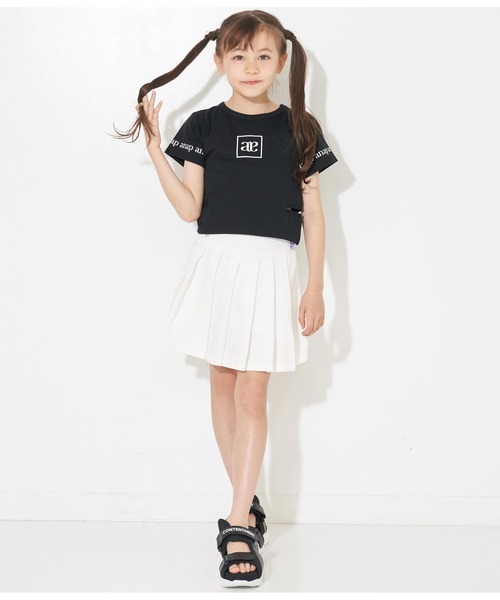 ANAP kids（アナップキッズ）の「ハートボタン裾プリーツスカート（スカート・キッズ・ホワイト/ブラック/サックスブルー/ネイビー/ベージュ・110cm/120cm/130cm）」の7枚目の写真