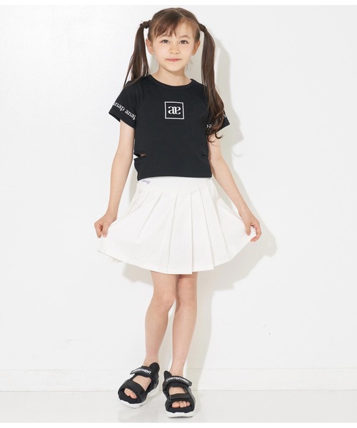 ANAP kids（アナップキッズ）の「ハートボタン裾プリーツスカート（スカート・キッズ・ホワイト/ブラック/サックスブルー/ネイビー/ベージュ・110cm/120cm/130cm）」の8枚目の写真