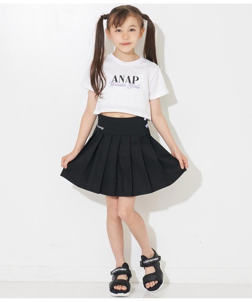 ANAP kids（アナップキッズ）の「ハートボタン裾プリーツスカート（スカート・キッズ・ホワイト/ブラック/サックスブルー/ネイビー/ベージュ・110cm/120cm/130cm）」の14枚目の写真